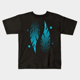 Tribal: Double Blue Leaves Kids T-Shirt